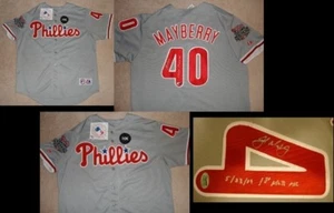 CAMISETA DE NOVATO FIRMADA POR JOHN MAYBERRY JR DE LOS PHILLIES INSCR 1ª MLB HR 5-23-09 CON CERTIFICADO DE AUTENTICIDAD - Imagen 1 de 3