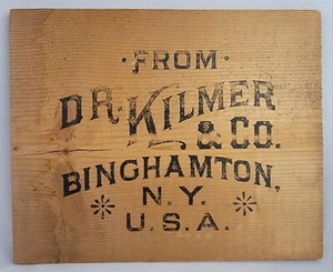 Vintage Dr Kilmer Binghamton NY Wooden Advertising Sign Crate Box Heart Lung - Picture 1 of 6