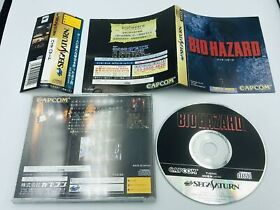 Biohazard (Resident Evil 1) Sega Saturn Japan COMPLETE case manual with obi CIB