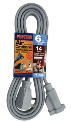 6ft Heavy Duty Appliance AC Power Electric Extension Cord 14 Gauge 15A UL Gray - Image 1 of 4