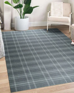 EORC INDIAN GRAY REVERSIBLE PLAID AREA RUG, TRANSITIONAL & GEOMETRIC DESIGN RUGS - Picture 1 of 9
