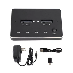 New M.2 SATA+SATA Dual Bay SSD Docking Station Duplicator Cloner Enclosure - Picture 1 of 13