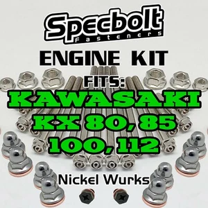 NICKEL KX80 KX85 KX100 KX112 Engine Rebuild Bolt Kit Kawasaki KX Specbolt WURKS - Picture 1 of 4