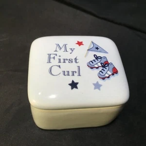 BABY GIFT KEEPSAKE MY FIRST CURL HOLDER PORCELAIN SQUARE PERFECT CONDITION  - Picture 1 of 8