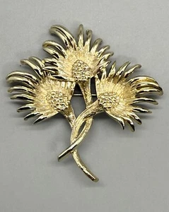 Lisner Signed Vintage Silver Tone 3 Flowers Brooch Retro Fashion Jewelry - Picture 1 of 7