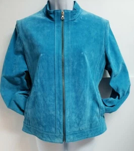 Reed Women's Genuine Suede Leather Jacket Blue Small (DI) H24 - Picture 1 of 11