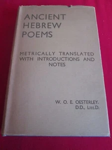 ANCIENT HEBREW POEMS - W.O.E. OESTERLEY - 1938 FIRST HB - Picture 1 of 3
