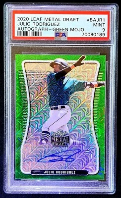 JULIO RODRIGUEZ #2/3 2020 Leaf Metal Draft GREEN MOJO ROOKIE AUTO PSA 9 RC SSP🔥 - Image 1 of 2