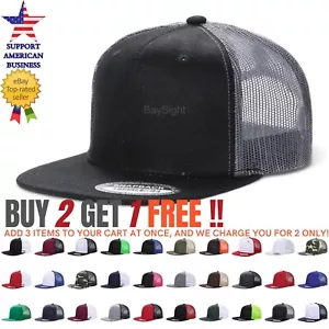 Cappello da camionista in rete tesa piatta visiera snapback regolabile berretto da baseball stile hip hop - Foto 1 di 68
