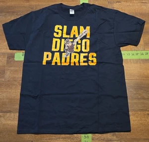 MLB Slam Diego Padres Swinging Friar SD Men's Size Larg Black T-Shirt - Picture 1 of 4