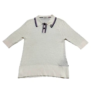 Camiseta de punto Scotch & Soda pointelle con cuello talla pequeña - Imagen 1 de 9