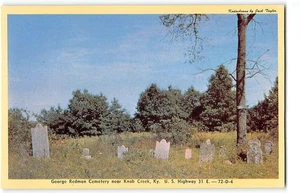 George Redmon Cemetery, Knob Creek, Kentucky 1950s Chrome Vintage Postcard - Picture 1 of 2
