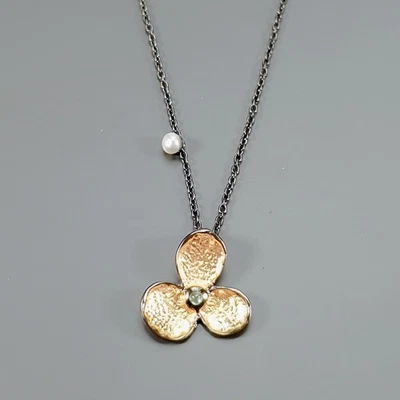 Joyería Mujer Regalo Turmalina Natural Collar Plata de Ley 925 16"/N26897 Foto 1 de 4