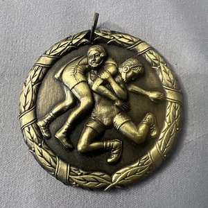Vintage Wrestling Medal 2” Bronze Round Circle Blank Medallion - Picture 1 of 2