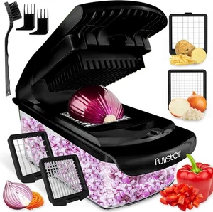 "Pro Chopper 2-in-1 Vegetable & Fruit Chopper Spiralizer with Container – Black" - Picture 1 of 4
