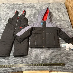 Carter's Ski Snow Bib Overalls And Snow Jacket Toddler Size 3T Gray/black/RedNWT - Picture 1 of 12