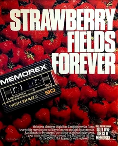 MEMOREX HIGH BIAS II CASSETTES—STRAWBERRY FIELDS FOREVER—1984 PRINT AD—10 x 12.5 - Picture 1 of 1