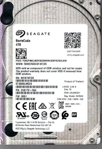 ST4000LM024 P/N: 2U817V-566 F/W: 0001 S/N: WCK7 TK 4TB JAN 2021 THAILAND SEAGATE - Afbeelding 1 van 2