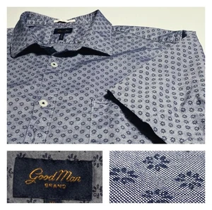 Camisa de manga corta Good Man Brand azul mini floral azul algodón ajustada XL (ajuste L)* - Imagen 1 de 15