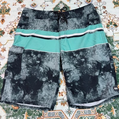 Bañador Reef para Hombres Board Shorts Tie Dye Aqua Bolsillo a Rayas Foto 1 de 4
