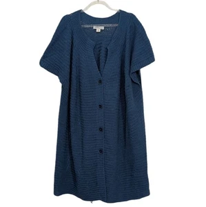 Vestido suéter tejido Coldwater Creek para mujer talla 3X azul manga corta mezcla de algodón - Imagen 1 de 11