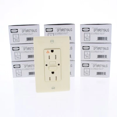 10 Hubbell 15A Almond Iso Ground Self-Test GFCI Weather Tamper Resistant Outlets - Image 1 of 4