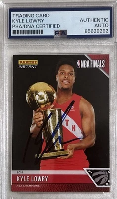 2019 Panini Instant #10 Kyle Lowry Signed Card NBA Finals Basketball PSA/DNA - Image 1 of 2