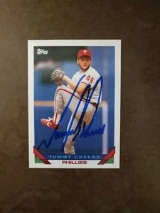 TOMMY GREENE 1993 TOPPS AUTOGRAPHED SIGNED # 291 PHILADELPHIA PHILLIES - Picture 1 of 3