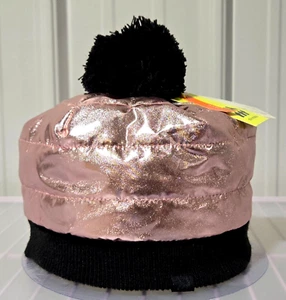 All in Motion Girls' OSFM 4-12 Metallic Pink Puffer & Fleece Beanie Winter Hat - Picture 1 of 5