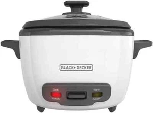 BLACK+DECKER 16-Cup Rice Cooker, 8-Cup Uncooked Rice, Steaming 16-cup, White  - Picture 1 of 7