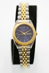 Sharp Women Watch Silver Gold Stainless Battery Water Res Blue Day Date Quartz - Picture 1 of 3