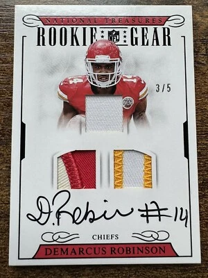 2016 National Treasures Rookie Gear Tri Sick Patch Auto /5 DeMarcus Robinson RC - Image 1 of 2