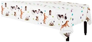 New PUPPIES + TENNIS BALLS Plastic TABLE COVER American Greetings Birthday Party - Picture 1 of 3