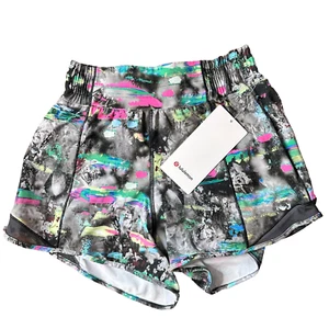 Nuevo Lululemon Talla 6 Lo último tiro alto HR forrado corto 4" PADM GGRE Paintstroke - Imagen 1 de 6
