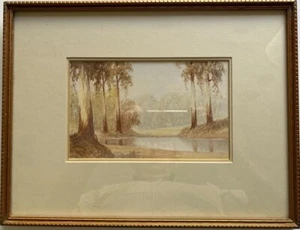 ARTHUR R WARD AUSTRALIAN FRAMED WC "MORNING MIST IN THE TREES" C 1940 - Bild 1 von 6