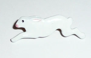 Botón de vástago de metal blanco conejo para correr de 1-1/8"" x 3/8"" nariz y orejas rosadas - Imagen 1 de 4