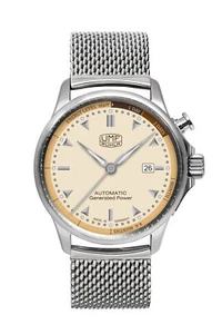 UMF Ruhla Autokinetic Herrenuhr 1062M-3 Cremefarbenes Ziffernblatt Milanaiseband - Bild 1 von 1
