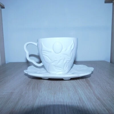 Amadéus tasse blanche céramique motif ange avec soucoupe fleurs - Photo 1/4