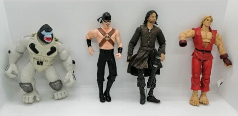 Vintage Joblot 4 Action Figures 7" Toys - Ken Street Fighter, C.Simian, Zorro Cover