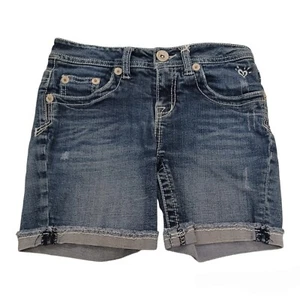 Justice Denim Shorts 10 Girls Cuffed Medium Wash  - Picture 1 of 5