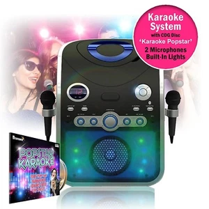 Entertainer CDG Karaoke Maschine mit Bluetooth & Mikrofonen + blinkendes LED-Licht - Bild 1 von 9