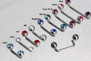 Titanium Surface Bars -with crystal Gems  - Staples,  clips, surface piercings