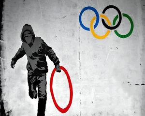 Banksy Olympic Rings Graffiti Art 8 x 10 Print Photograph Picture Photo - Picture 1 of 3