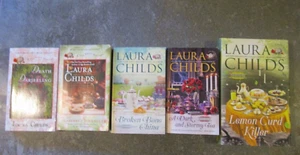 Lot 5 LAURA CHILDS -1, 11, 20, 24, 25 -Dark and Stormy Tea, Lemon Curd Killer-HC - Picture 1 of 4