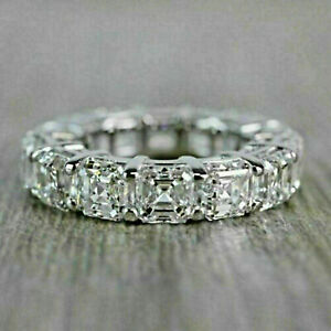 2Ct Asscher Lab-Created Diamond Eternity Wedding Band Ring 14K White Gold Finish