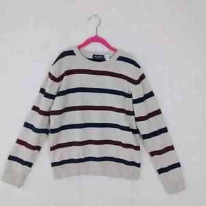 Children's Place Cotton Crew Neck Knit Sweater Size Large in Tan w/ Stripes - Picture 1 of 9