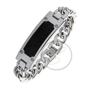 Heavy Weight Stainless Steel Bracelet Black Satin Design ID Bracelet - Picture 1 of 1