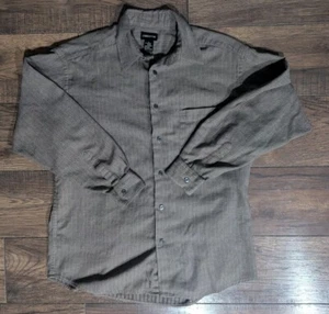 Claiborne Shirt Long Sleeve Button Down Mens Brown Striped 100% Cotton Size LRG - Picture 1 of 14