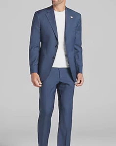 2024 JOS A BANK Blue Check Full Suit 42R Wool Slim Fit - Picture 1 of 9