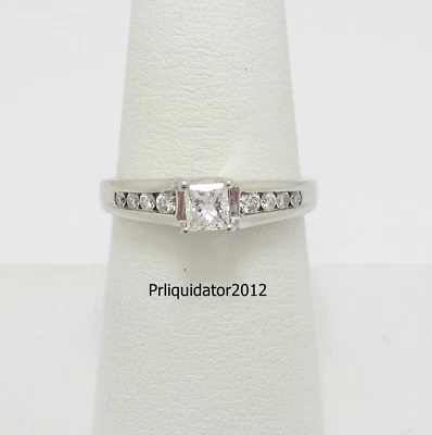 1/2 克拉天然钻石周年纪念订婚婚礼新娘戒指 14K 白金 — 第 1/4 张图片